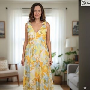MSK Yellow Orange Maxi Sundress Resort Wear